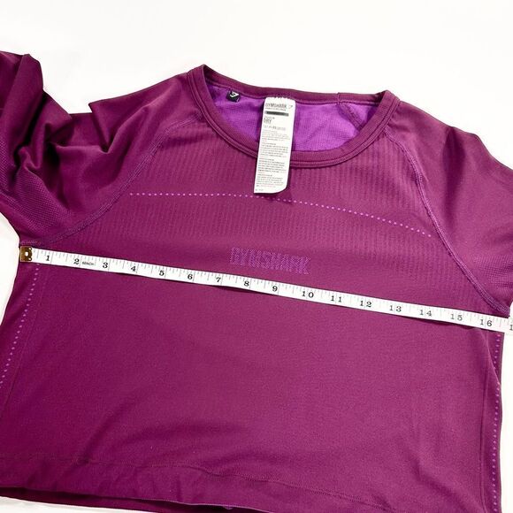Gymshark purple sweat seamless cinch waist crop top long sleeve shirt S - Picture 7 of 10